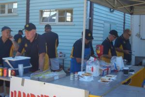 Club members working on the catering trailer at the Shepp Motor